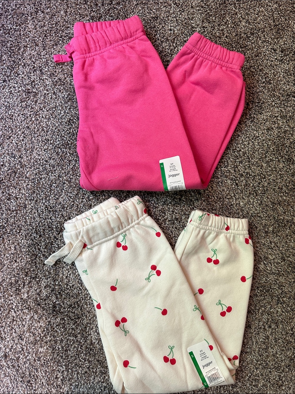 wonder nation Girls Joggers - Hot Pink & Cream with Cherry Print